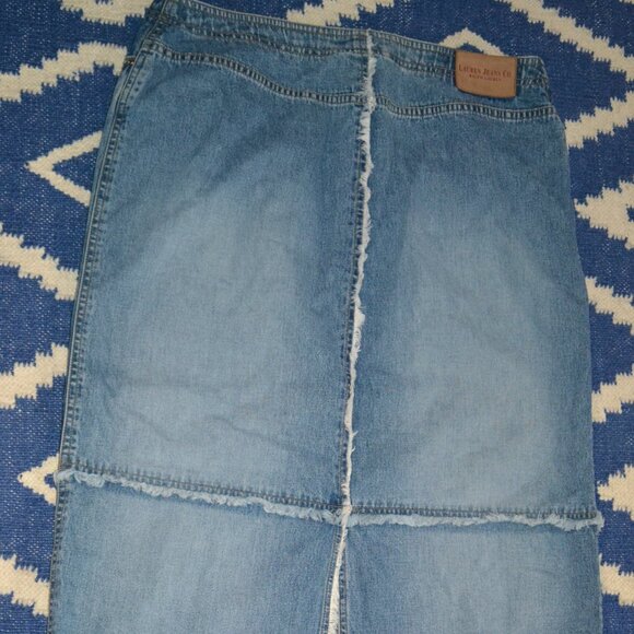 Vintage Lauren Jeans Co Ralph Lauren Patchwork Maxi Denim Skirt Size 14 - Picture 3 of 10